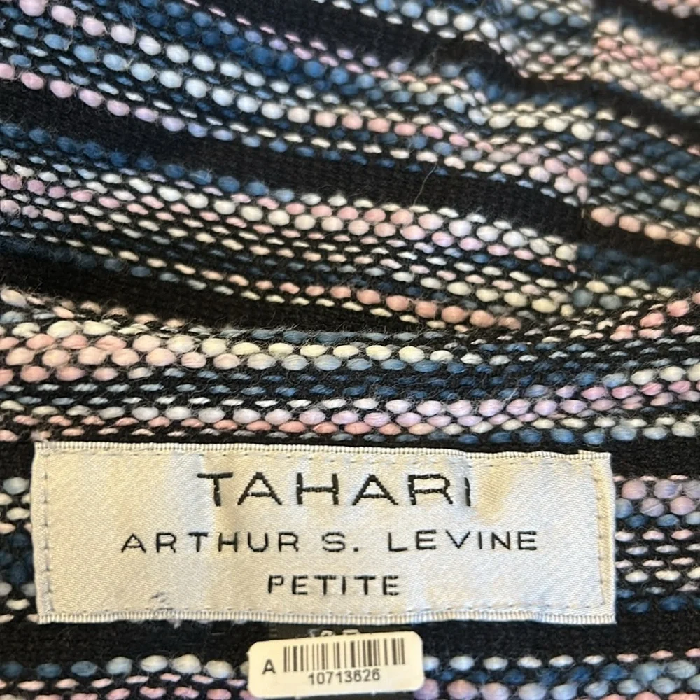 Tahari Black, pink. White  Striped Blazer Size 4P EUC